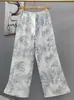 Pantalones de pijama de algodón para mujer, verano, finos, estampados, casuales, de pierna ancha, pueden usar mujeres embarazadas, comercio exterior, pantalones de talla grande