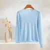 Tricô Fino de Lã Fina para Primavera e Verão, Novo Estilo, Gola Redonda, Amigo da Pele, Versátil, Manga Longa, Camisa Base Clássica para o Dia a Dia