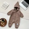 Nuevo Pelele de Forro Polar de Invierno para Bebé Estilo Ins Mono Grueso de Manga Corta para Bebés para Exteriores para Niños y Niñas