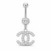 Anillos de ombligo populares transfronterizos europeos y americanos, modernos de acero inoxidable sexy con letra C incrustada de diamantes para piercing en el ombligo, fábrica al por mayor