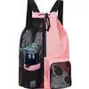 Bolsa de Natación Popular Transfronteriza Mochila de Malla con Cordón con Bolsa Húmeda Mochila de Playa para Exteriores Vadeo Gimnasio