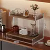 Portavasos de acrílico, almacenamiento de tazas para escritorio, estante de aparador, mesa de comedor, sensación de lujo ligero y alta gama para colocar tazas de café y tazas de té