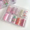 Caja de Set de 10 Papeles de Transferencia para Uñas con Diseños Florales Mixtos, Tulipán de Primavera Nuevo, Flor de Melocotón, Pegatinas para Uñas en Forma de Corazón al por Mayor