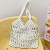 Bolsa Tote Grande de Tecido Transfronteiriça para Mulheres 2026 Verão Nova Moda Casual Estilo Férias Bolsa de Ombro Vazada
