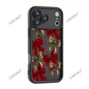 Corbata de moño burdeos con estampado de leopardo nuevo transfronterizo, Funda de teléfono de alta gama para Apple 17 Pro, Funda de silicona de cobertura total para 16