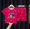 Pijama Infantil para Meninos e Meninas, Estilo Verão Curto de Manga Curta Fino, Meninas Pequenas, Bebê Desenho Animado, Conjunto de Verão Fofo e Super Fofo, Roupa de Casa