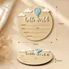 Amazon transfronterizo ins disco de anuncio de nacimiento de recién nacido hola mundo tablero de anuncio de madera para bebé DIY
