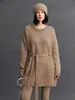 Cashmere Feminino Gola Redonda Solto Casual Estilo Simples Versátil Malha de Cashmere Outono e Inverno Novo Preguiçoso Aconchegante Malha Grossa