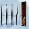 Pinza para barbacoa negra transfronteriza pinzas de acero inoxidable plato de barbacoa estilo coreano pinza para alimentos de chef de buffet
