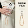 Colgante de Cadena para Teléfono de Disco Redondo Exquisito de Gama Alta y Perla Cuadrada Pequeña, Nueva Cadena para Muñeca, Lanyard de Cristal de Lujo para Teléfono