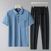 Diyu Shenlong Verano Ropa de Dos Piezas Deportiva Casual de Seda Helada para Hombre de Mediana Edad y Ancianos Camisa Polo de Manga Corta Pantalones