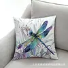 Nueva serie de colores claros 2023 funda de almohada con estampado de libélula Amazon transfronterizo cubierta de cojín para sofá de casa al por mayor