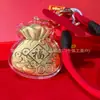 Llavero de Oro Puro 999 Bolsa de la Suerte para Atraer Riqueza y Prosperidad, Colgante de Bolsa, Cadena para Teléfono, Venta al por Mayor de Fábrica