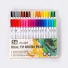 Canetas Marcadoras Suaves de Ponta Dupla, Canetas Aquarela Artísticas para Crianças e Estudantes, Canetas de Desenho Artístico, em Estoque para Envio Direto, Podem Ser Rotuladas