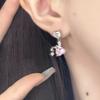 Pendientes de circonita rosa con forma de corazón para mujer, de alta gama, con un toque de conejo, elegantes y dulces, de moda 2023.