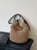 Bolso Tejido de Paja Casual de Comercio Exterior para Mujer Nuevo Modelo 2026 Alta Calidad Nicho Gran Capacidad Cruzado Bolso Cubo Tejido
