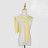 2026 Novo Xale Pequeno de Tricô Liso Textura de Bambu Cardigan Externo Protetor de Ombros para Ambiente com Ar Condicionado Xale de Proteção Solar para Mulheres