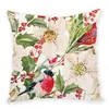 Funda de Almohada de Peluche Estilo Ins con Estampado Digital de Planta Verde y Flores Serie Floral de Verano Funda de Cojín para Sofá Coche Transfronterizo