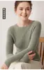 Primera línea prêt-à-porter ajustado casual 100% cachemira suéter Otoño Invierno Nuevo Mujer Corto Rayado Cuello Redondo Capa Base Tejido