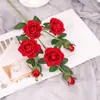 Flores artificiales 7 tamaño pequeño rosas de franela lugares escénicos arreglo floral paisaje cascada decoración de rosas decoración de mesa arte floral