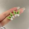 Pendientes de mariposa de circonita de cristal fresco de verano para mujer, aguja de plata S925, exquisitos pendientes ligeros de lujo con hielo triturado gradual.