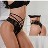 Ropa Interior Tangas Sexy de Encaje Transpirable de Cintura Baja con Tiras Cruzadas en Forma de V y Corte en T para Mujer 6407