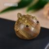 Colgante de pez globo enojado tallado en madera de sándalo rojo, colgante de juego de texto de madera de ciprés coloreada, accesorios DIY, lindo regalo para pareja