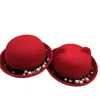 Sombrero de Orejas de Gato con Perlas Unisex para Padre e Hijo Estilo Británico Otoño e Invierno Copa Redonda Dulce y Lindo Sombrero de Navidad Año Nuevo Graduación