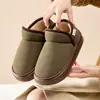 Pantufas internas tudo incluído, forradas com fleece, quentes, com sola grossa e antiderrapante para mulheres, adequadas para outono e inverno, também podem ser usadas ao ar livre; também disponível em estilo casal para homens