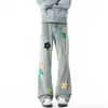 Jeans Bordados Florales Estilo High Street Americano para Hombre, Pantalones Cleanfit de Primavera y Otoño, Marca de Tendencia con Acabado de Lujo, Pantalones de Pierna Recta Acampanados