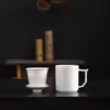 Set de regalo de tres piezas para taza de agua color jade, taza de oficina de porcelana blanca, taza de té de cerámica para el hogar, regalo de negocios para clientes
