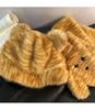 Chapéu de Pelúcia de Inverno, Chapéu de Urso com Estampa de Tigre Fofo, Cachecol, Chapéu de Pescador de Pelúcia Cartoon, Protetor de Pescoço Feminino para Proteger Contra o Frio e Heattech