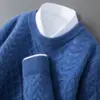Nueva colección de otoño e invierno: Suéter 100% lana pura para hombre, con cuello redondo, tejido grueso, patrón jacquard, corte holgado y diseño de punto casual, perfecto como capa base