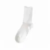 Meias de comprimento médio ins da moda de celebridade da internet para primavera e outono, meias finas femininas estilo japonês, meias brancas de algodão, cintura alta, elástico, meias esportivas pretas