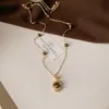 Collar Colgante Ovalado de Circonita Retro Nicho Moda de Alta Gama Cadena Sencilla para Suéter Versátil de Otoño e Invierno para Mujer