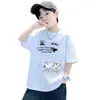 Camiseta de Manga Corta de Algodón Puro para Niños, Estilo Nuevo Verano 2026 para Niños, Camiseta Básica con Estampado de Letras, Top Holgado para Niños Pequeños y Medianos