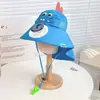 Ventilador a Energia Solar Chapéu de Sol Infantil, Chapéu de Sol com Bloqueio UV para Meninos e Meninas, Apito de Carregamento USB, Aba Larga com Proteção para Pescoço