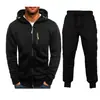 Suéter cárdigan deportivo casual de jacquard para hombre con capucha, conjunto del mismo color