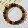 Pulseira de Bodhi Natural com Pastilhas de Flor Flutuante Multicoloridas, Círculo Único de Corte Reto, Alívio Silencioso do Estresse, Joia de Contas Budistas Macias para Envolver o Dedo