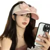 Visera de Seda de Hielo con Lazo para Mujer, Sombrero de Sol de Ala Ancha para Verano, Sombrero de Sol con Protección UV para Deportes al Aire Libre