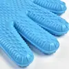 Nueve likes guantes de algodón grueso de doble capa de silicona de cinco dedos aislamiento térmico para el hogar horneado guantes para horno microondas