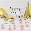 Decorações de favo de mel em ouro rosé para festas de aniversário, decorações de mesa, suportes de favo de mel para festas, suprimentos de base de favo de mel de papel