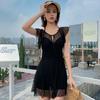 Traje de baño de diosa Dongdaemun de estilo coreano que cubre el vientre, adelgazamiento, estilo ins, encaje sexy con soporte de acero, push up, traje de baño de una pieza de talla grande