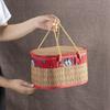 Cesta de bambú plegable cesta de bambú caja de regalo pastel de luna productos de Año Nuevo embalaje comida especialidad local fruta cesta hecha a mano