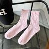 Calcetines de Algodón Rasgados de Moda para Hombres y Mujeres, Primavera/Verano, Negro y Blanco, Media Pantorrilla, Estilo Pareja, Estilo Ins