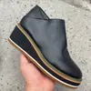 Nuevas botas casuales de estilo europeo y americano para otoño/invierno, de suela gruesa, transfronterizas, con punta redonda, talla grande para mujer, con cremallera lateral y tacón de cuña