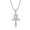 Collar con Colgante de Cruz Ankh Ojo de Horus de Circonita Micropavé Joyería Artículo Transfronterizo de Fábrica al por Mayor de Venta Caliente