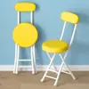 Silla Plegable Taburete Pequeño Uso en Casa Taburete Plegable Resistente Taburete Alto Taburete Sencillo con Respaldo Taburete Redondo Portátil