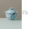 Taza de té de cerámica con orquídea pintada a mano color azul claro Miyan, cuenco de té de cerámica hecho a mano para uso doméstico, juego de té pequeño para mujeres