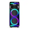 Altavoces Bluetooth Dobles de 10 pulgadas con Micrófonos Inalámbricos Dobles, Audio Portátil para Tarjeta de Baile Cuadrado, Luces de Colores, Altavoces para Fiesta